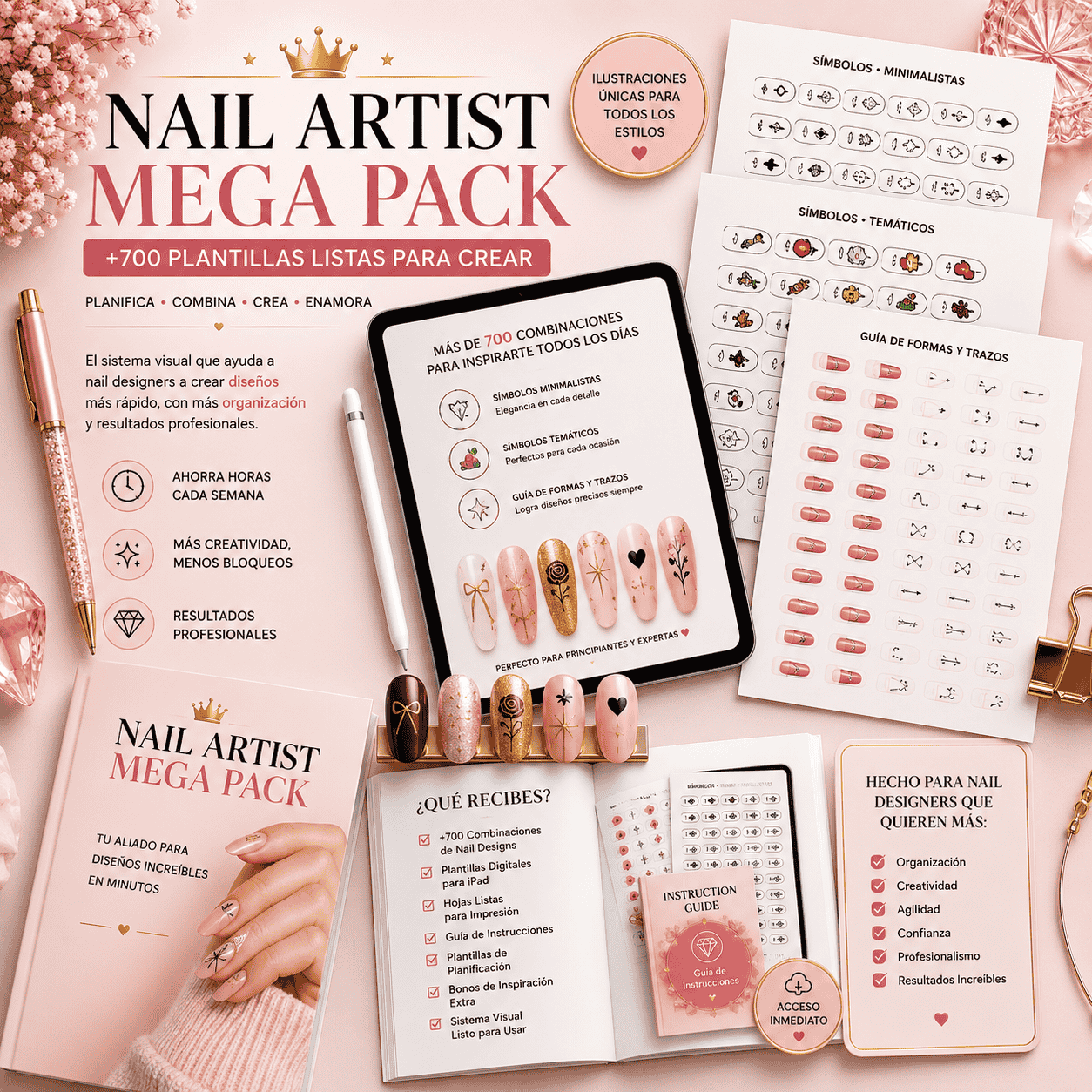 Mockup do Pack Manicure — templates de planejamento de unhas